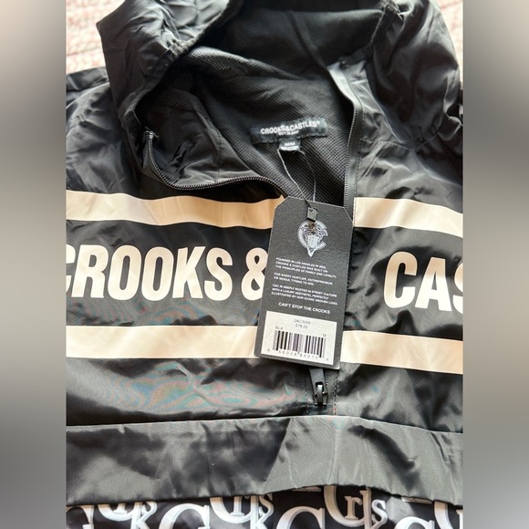 Crooks & Castles Half-Zip Windbreaker Jacket – Black/White - Picture 5 of 11